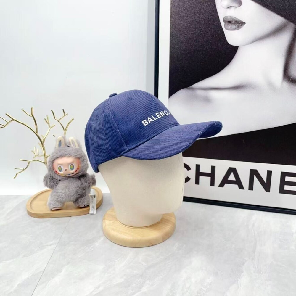 Balenciaga Corduroy Logo Baseball Cap in Blue - Picture 2 of 4